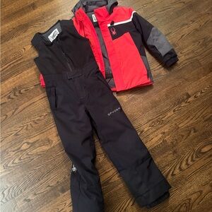 Spyder Red and Black Winter Jacket with Bib Pants